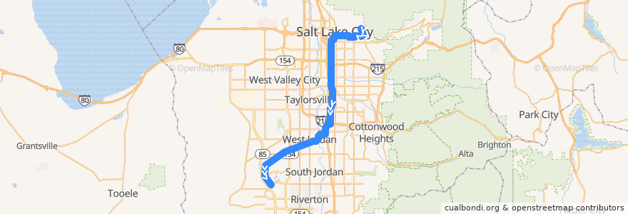 Mapa del recorrido Red Line to University Medical Center de la línea  en Salt Lake County.