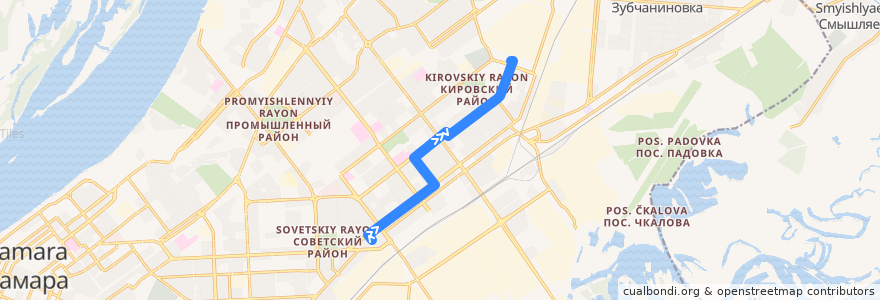 Mapa del recorrido Троллейбус 7: Стахановская - Завод "Металлург" de la línea  en Samara.