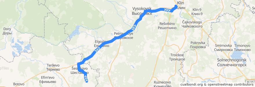 Mapa del recorrido Автобус №55: Шанино - Клин de la línea  en городской округ Клин.