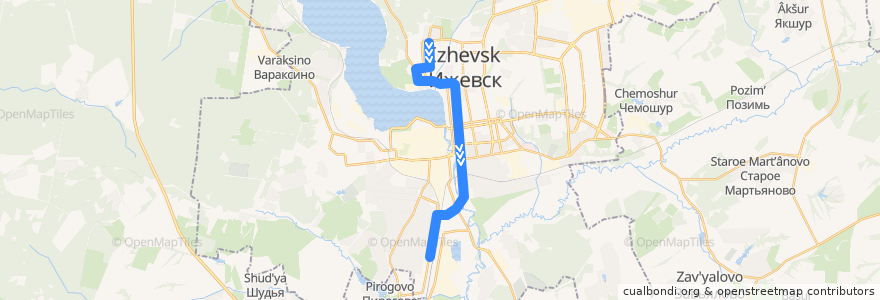 Mapa del recorrido Трамвай 1: Кинотеатр Аврора - Улица Московская de la línea  en городской округ Ижевск.