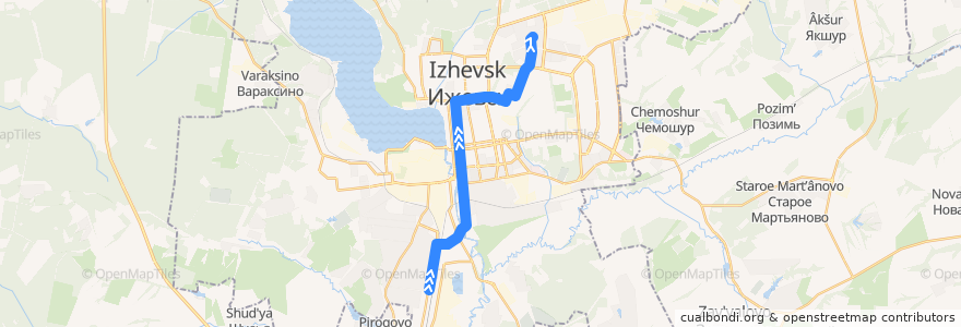 Mapa del recorrido Трамвай 9: Буммаш - Улица Московская de la línea  en городской округ Ижевск.