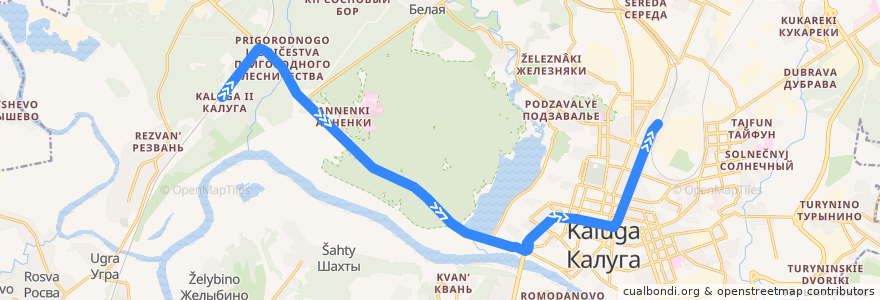 Mapa del recorrido Автобус №30: Вокзал Калуга-2 -> Вокзал Калуга-1 de la línea  en городской округ Калуга.