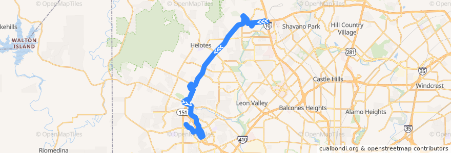 Mapa del recorrido Northwest Vista College/University P & R de la línea  en San Antonio.