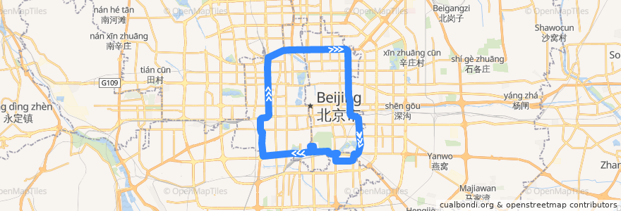 Mapa del recorrido Bus 特12: 左安路 => 左安路 de la línea  en 首都功能核心区.