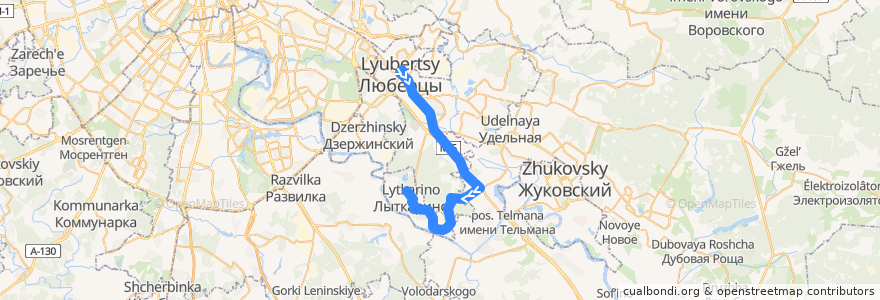 Mapa del recorrido Автобус №22: Люберцы - Островцы - Лыткарино de la línea  en Московская область.