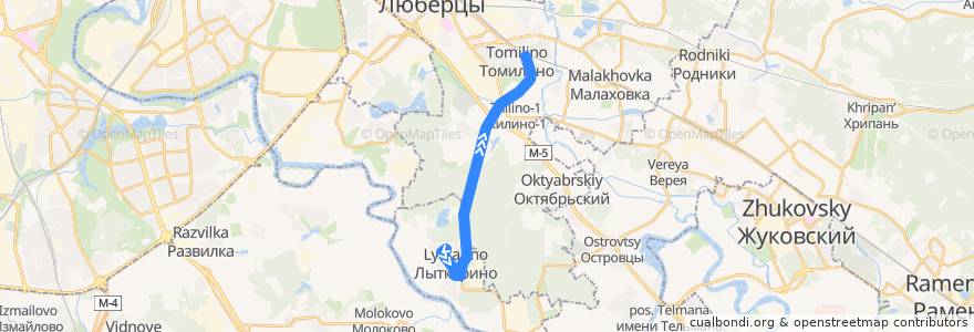 Mapa del recorrido Автобус №29: Лыткарино - платформа Томилино de la línea  en Московская область.