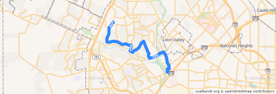 Mapa del recorrido Ingram/Northwest Crossing de la línea  en サンアントニオ.