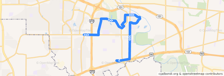 Mapa del recorrido Kel-Lac/Westlakes de la línea  en San Antonio.