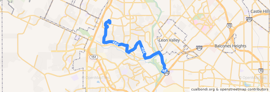 Mapa del recorrido Ingram/Northwest Crossing de la línea  en San Antonio.