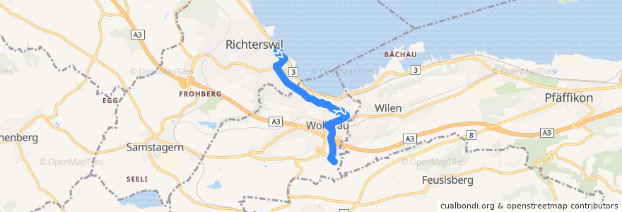 Mapa del recorrido Bus 176: Richterswil, Bahnhof => Wollerau, Roos de la línea  en Schweiz/Suisse/Svizzera/Svizra.