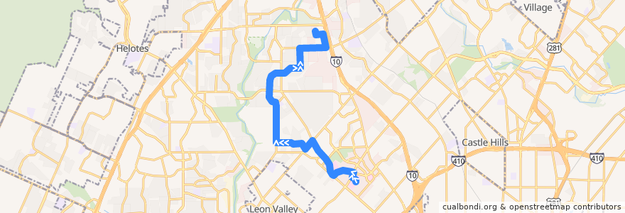 Mapa del recorrido Medical Center/University Park de la línea  en San Antonio.