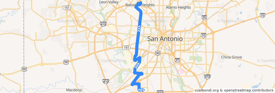 Mapa del recorrido General McMullen Frequent de la línea  en Сан-Антонио.