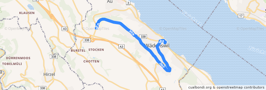 Mapa del recorrido Bus 126: Wädenswil, Hintere Rüti Ost => Wädenswil, Bahnhof de la línea  en Wädenswil.