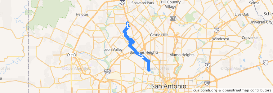 Mapa del recorrido Babcock de la línea  en Сан-Антонио.