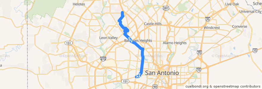 Mapa del recorrido Babcock de la línea  en Сан-Антонио.