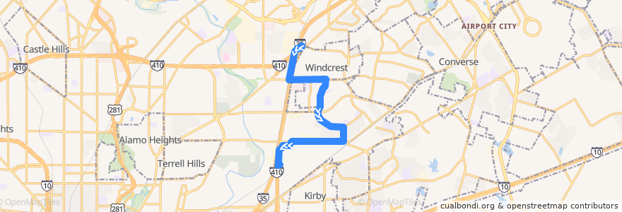 Mapa del recorrido Randolph/Sunrise de la línea  en San Antonio.