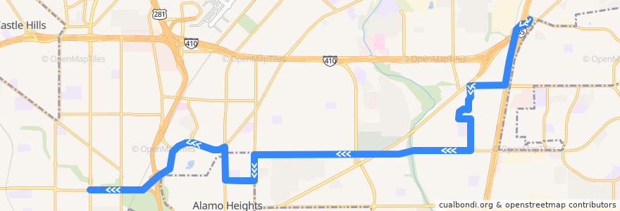 Mapa del recorrido Basse de la línea  en San Antonio.