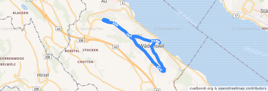 Mapa del recorrido Bus 124: Wädenswil, Bahnhof => Wädenswil, Bahnhof (Rundkurs) de la línea  en Wädenswil.