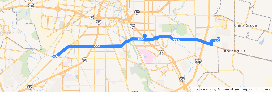 Mapa del recorrido Southcross de la línea  en San Antonio.