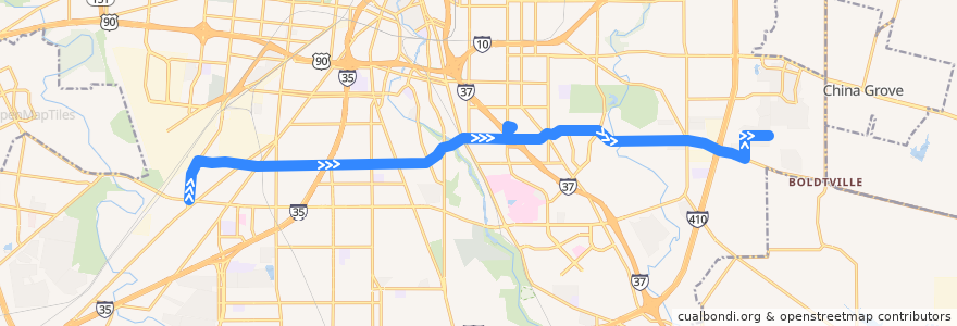 Mapa del recorrido Southcross de la línea  en San Antonio.