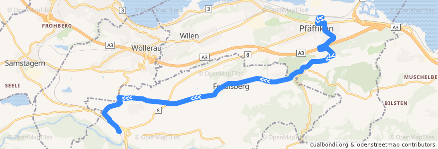 Mapa del recorrido Bus 190: Pfäffikon SZ, Bahnhof => Schindellegi-Feusisberg, Bhf. de la línea  en Höfe.