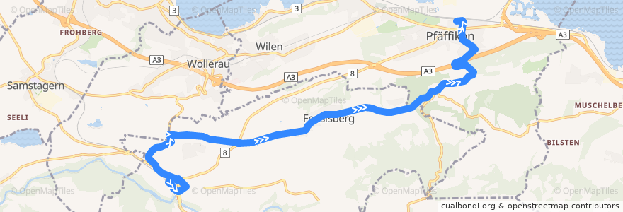 Mapa del recorrido Bus 190: Schindellegi-Feusisberg, Bhf. => Pfäffikon SZ, Bahnhof de la línea  en Höfe.