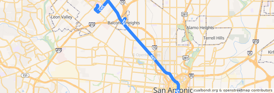 Mapa del recorrido Fredericksburg Lineup de la línea  en San Antonio.