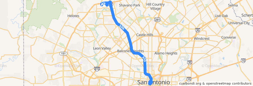 Mapa del recorrido I-10 West UTSA/Crossroads Express de la línea  en San Antonio.