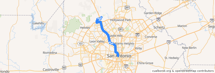 Mapa del recorrido I-10 West Fiesta Texas Express de la línea  en سان أنطونيو.