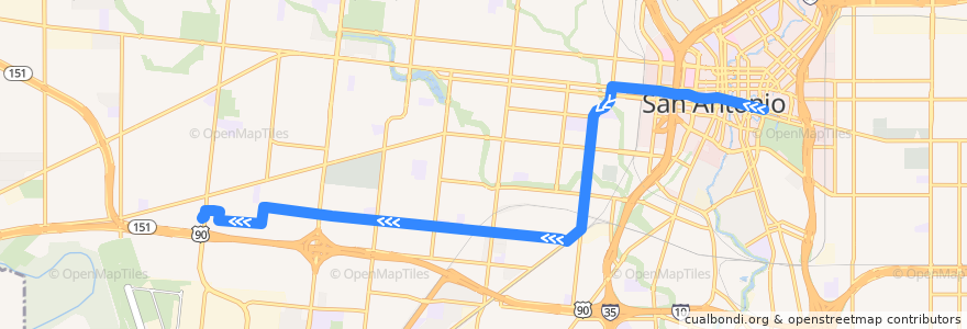 Mapa del recorrido Ceralvo Frequent de la línea  en San Antonio.