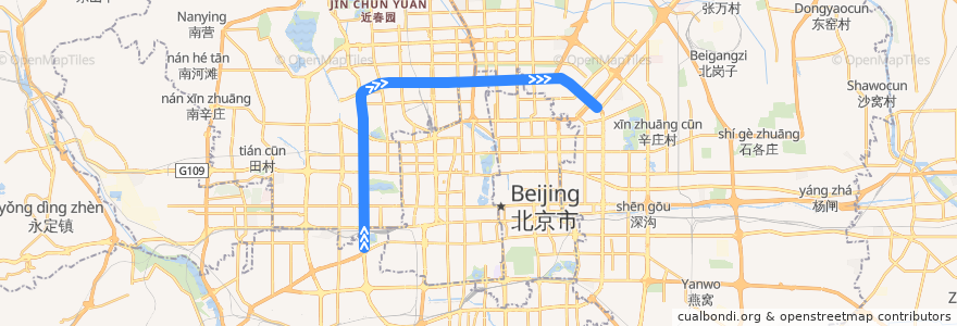 Mapa del recorrido Bus 300: 草桥 => 草桥 de la línea  en 베이징시.