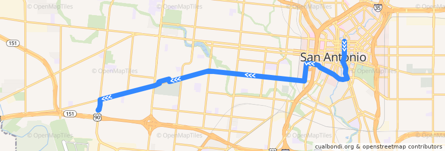 Mapa del recorrido Guadalupe Frequent de la línea  en San Antonio.