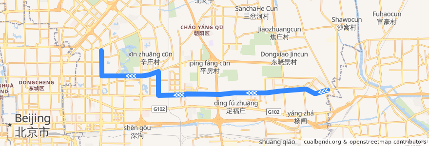 Mapa del recorrido Bus 675: 通州李庄 => 左家庄 de la línea  en 北京市.