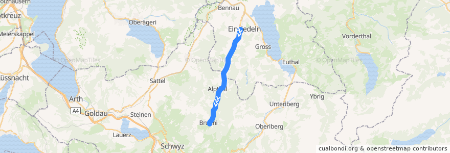 Mapa del recorrido Bus 554: Einsiedeln, Bahnhof => Brunni SZ, Talstation LBH de la línea  en Schwyz.