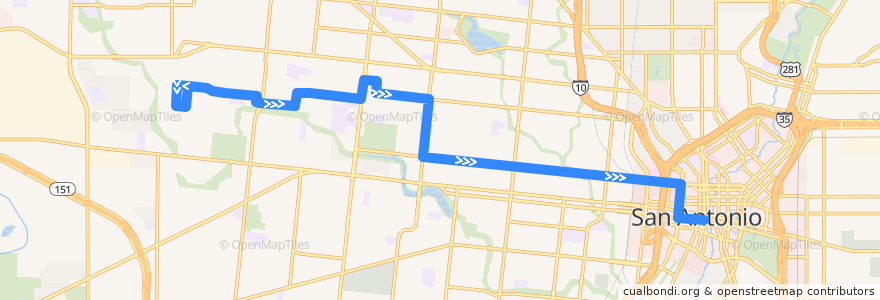 Mapa del recorrido Martin de la línea  en سان أنطونيو.