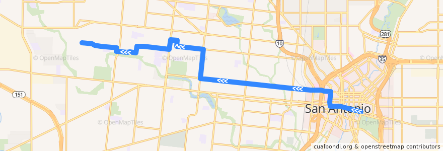Mapa del recorrido Martin de la línea  en San Antonio.