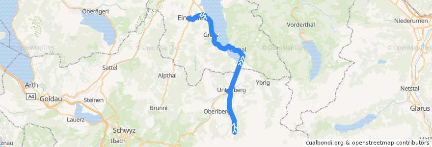 Mapa del recorrido Bus 556: Hoch-Ybrig, Talst. Weglosen => Einsiedeln, Bahnhof de la línea  en Svitto.