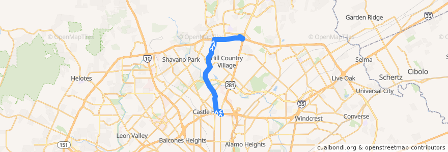 Mapa del recorrido Blanco de la línea  en Сан-Антонио.