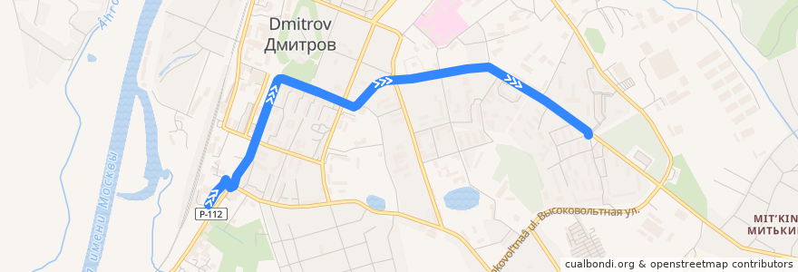 Mapa del recorrido Автобус №10: Вокзал Дмитров - улица Космонавтов de la línea  en Dmitrovsky District.