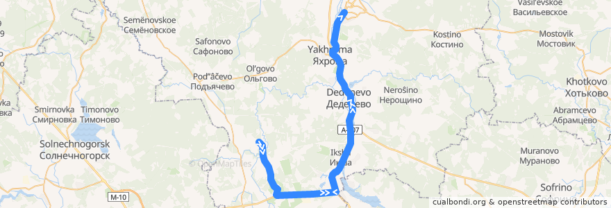 Mapa del recorrido Автобус №32: Санаторий Горки - Икша - Дмитров de la línea  en Дмитровский городской округ.