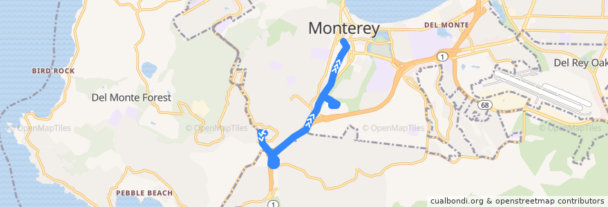 Mapa del recorrido 3 Monterey de la línea  en Monterey County.