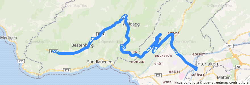 Mapa del recorrido Bus 101: Beatenberg Station => Interlaken West de la línea  en Verwaltungskreis Interlaken-Oberhasli.