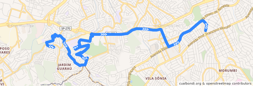 Mapa del recorrido 8025-10 Jardim Rosa Maria - Terminal Morumbi de la línea  en San Pablo.