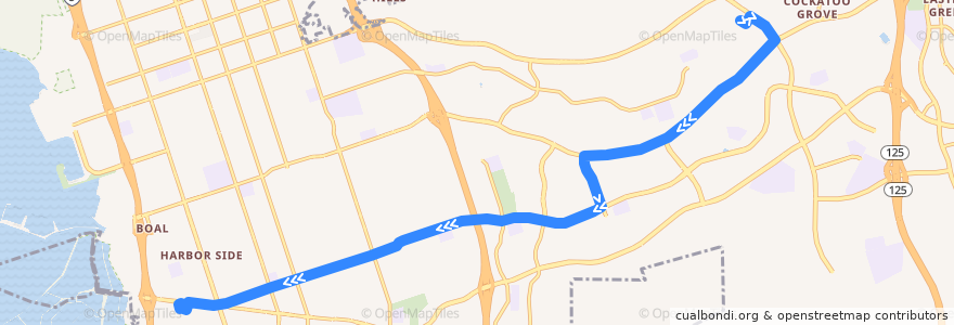 Mapa del recorrido MTS 712L (to Palomar Street Transit Center) de la línea  en Chula Vista.