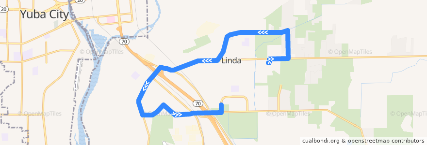 Mapa del recorrido Linda Shuttle de la línea  en Yuba County.