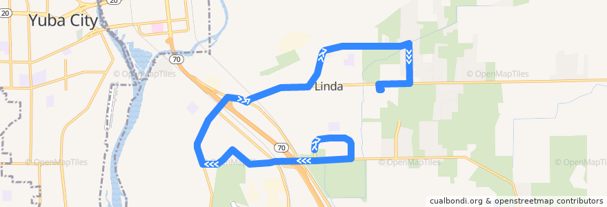 Mapa del recorrido Linda Shuttle de la línea  en Yuba County.