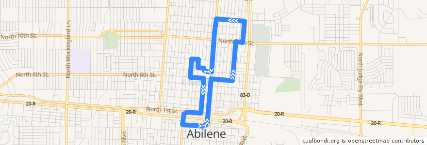 Mapa del recorrido Tolley Bus de la línea  en Abilene.