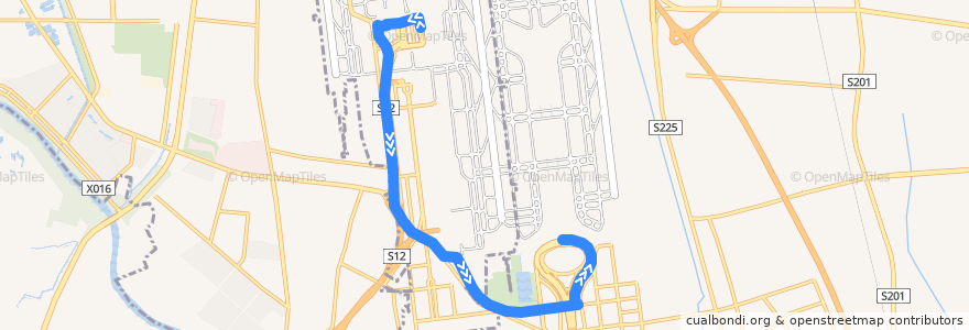 Mapa del recorrido Bus 航站楼摆渡车: 2号航站楼 => 3号航站楼 de la línea  en Район Шуньи.