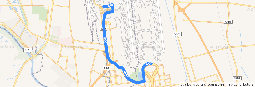 Mapa del recorrido Bus 航站楼摆渡车: 3号航站楼 => 1号航站楼 de la línea  en Район Шуньи.