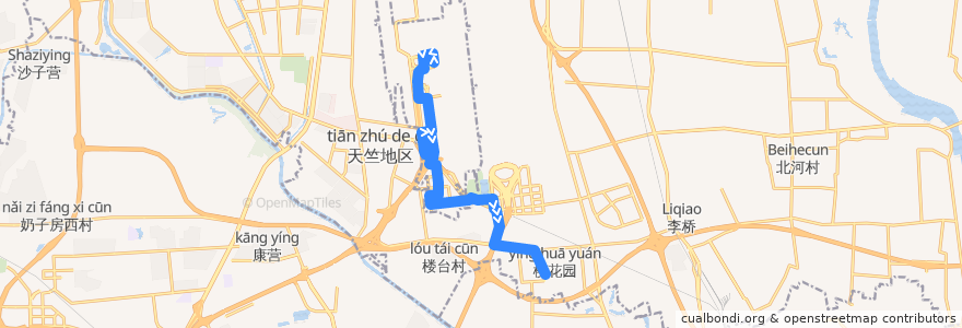 Mapa del recorrido Bus 空港1: 二号航站楼 => 樱花园 de la línea  en 顺义区.